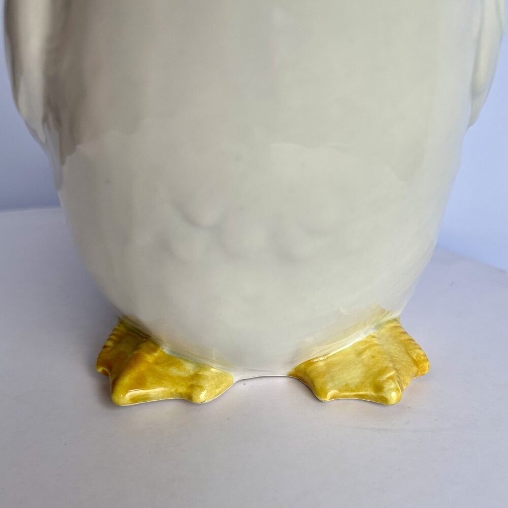 Fitz and Floyd White Goose Pitcher Blue Ribbon Handle Vintage Kitchenware - Picture 8 of 12